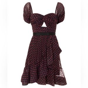 NWOT Self-Portrait Plumetis Polka Dot Off Shoulder Mini Dress Size 0